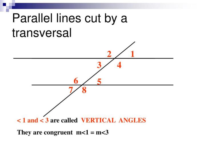 Parallel lines cut by a transversal notes