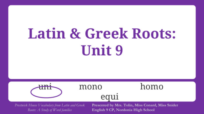 Vocabulary from latin and greek roots unit 1