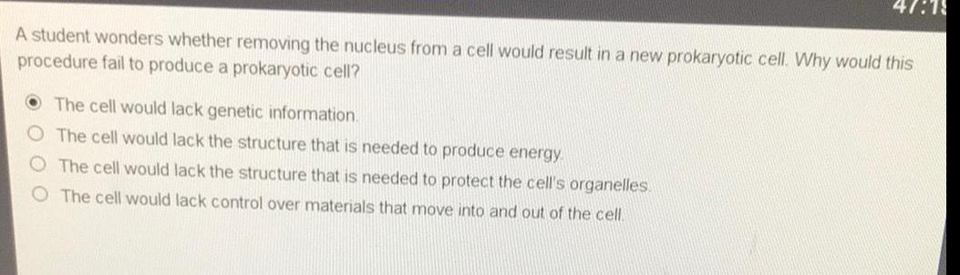 A student wonders whether removing the nucleus