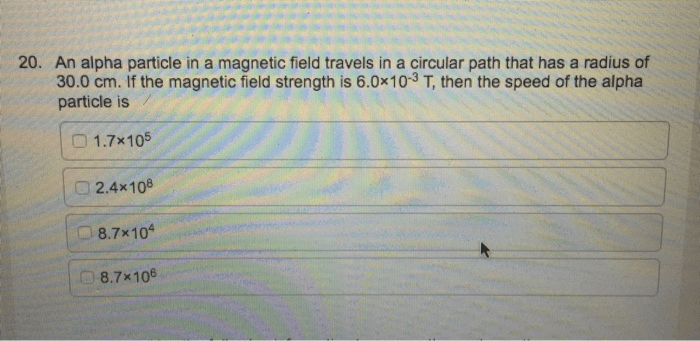 An alpha particle travels in a circular path of radius